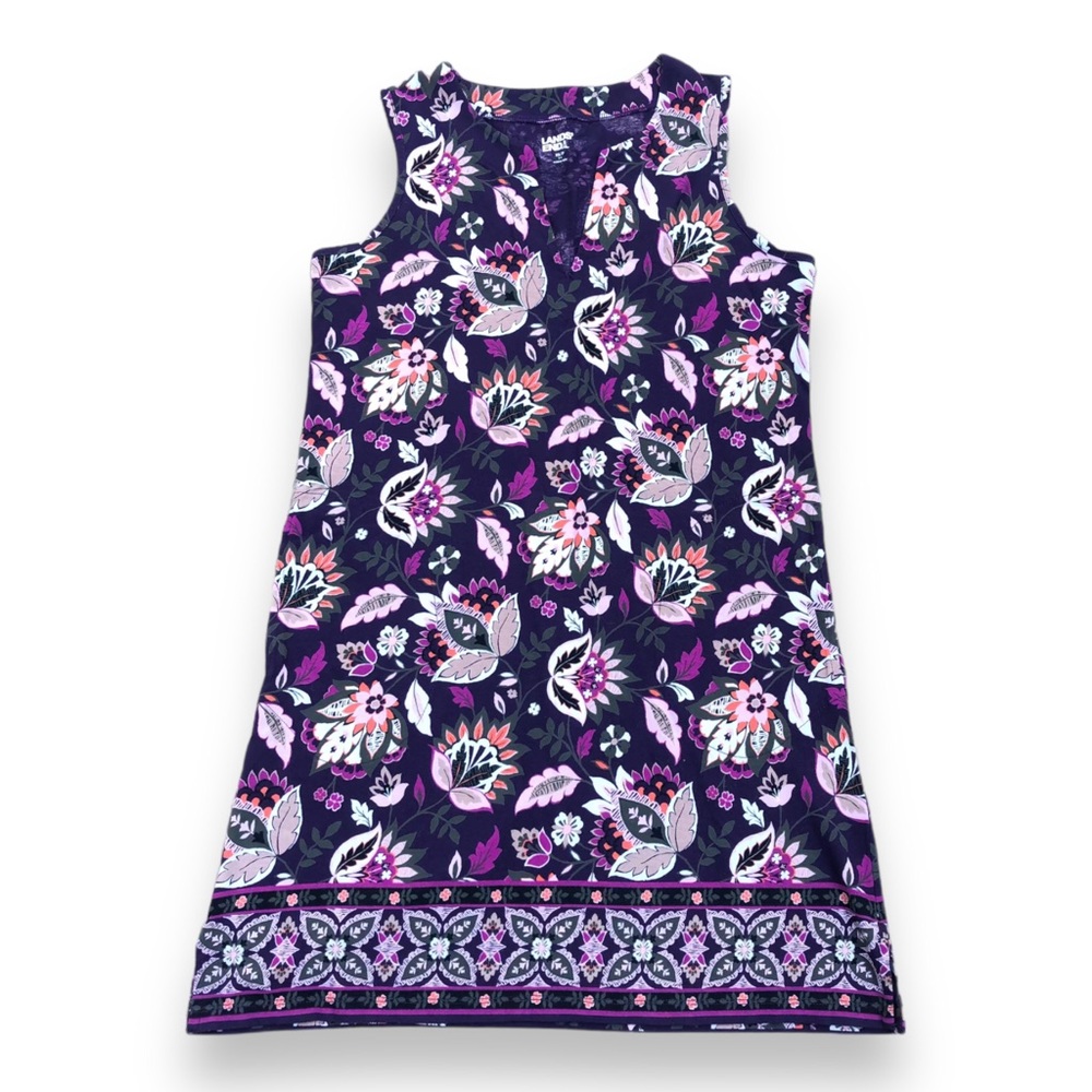 Land’s End Purple Floral Tunic Dress Size Extra Small 2-4